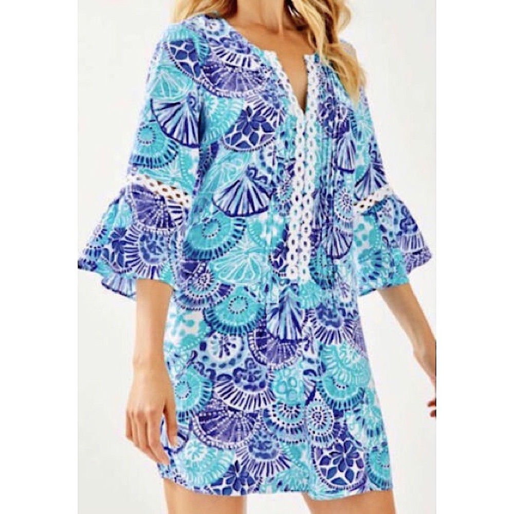 Lilly Pulitzer Hollie Tunic Dress in Turquoise Oasis Half Shell